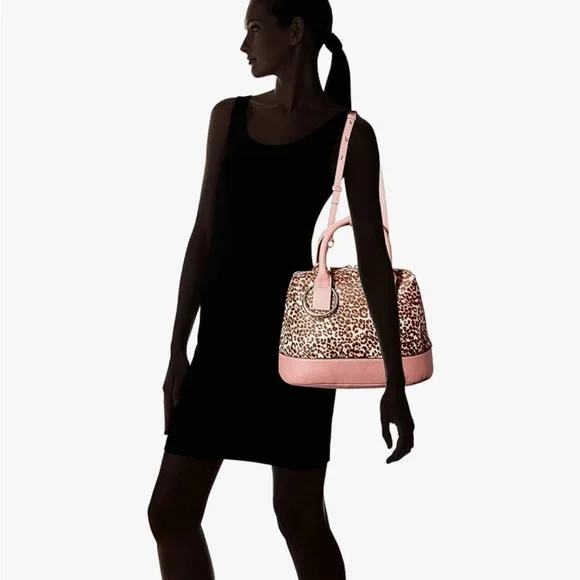 Vince Camuto Kime Tea Rose Leopard Print Handbag Calf Hair - Picture 3 of 16